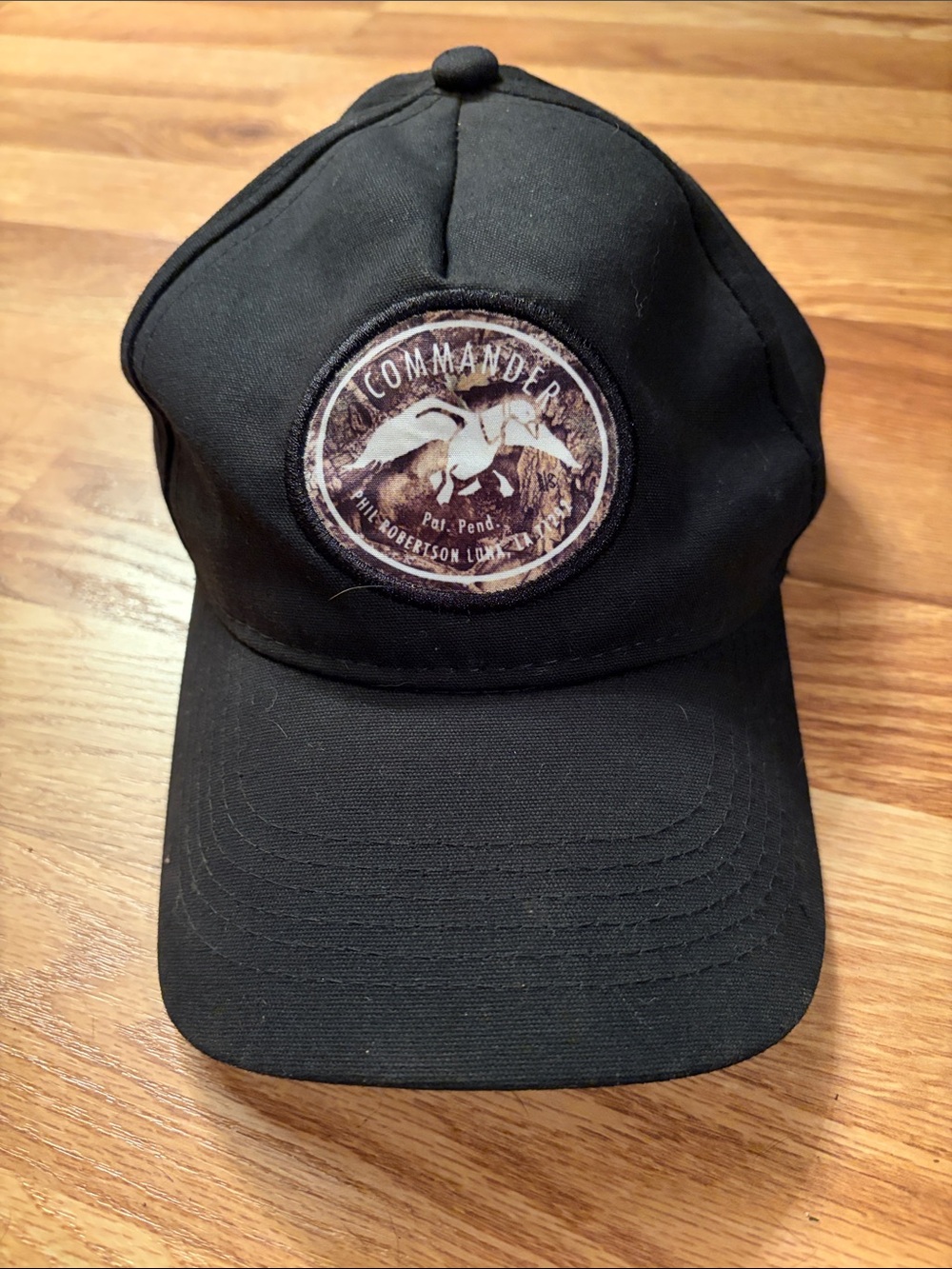 Phil Robertson Duck Commander Black Cap with Camo.